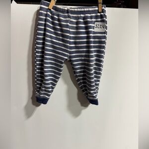 #3224-Striped Navy & White Baby Footed Pants